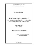 Tăng cường công tác quản lý vốn kinh doanh của công ty cổ phần cơ khí ô tô uông bí   vinacomin    
