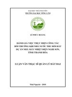 Đánh giá việc thực hiện công tác bồi thường khi nhà nước thu hồi đất dự án nhà máy nhiệt điện nghi sơn tỉnh thanh hoá 