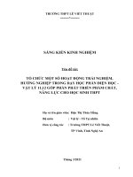 Tổ chức một số hoạt động trải nghiệm, hướng nghiệp trong dạy học phần điện học   vật lý 11,12 góp phần phát triển phẩm chất, năng lực cho học sinh THPT 