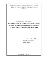The application of communicative activities to develop speaking skills for 10th graders at trieu son no2 upper secondary school 