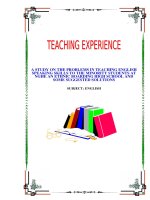 The problems in teaching english speaking skills to the minority students at nghe an ethnic boarding high school and some suggested solutions 