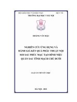 luận án tiến sĩ nghiên cứu ứng dụng và đánh giá kết quả phẫu thuật nội soi sau phúc mạc tạo hình niệu quản sau tĩnh mạch chủ dưới 