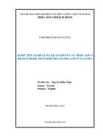 SOME TIPS TO HELP WEAK STUDENTS AT TRIEU SON 4 HIGH SCHOOL DO EXERCISES ON RELATIVE CLAUSES 