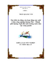 Tìm hiểu tác động của hoạt động sản xuất ở khu công nghiệp quảng phú – thành phố quảng ngãi đến môi trường nước khu vực xung quanh  