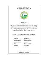 Tìm hiểu công tác tổ chức sản xuất tại trang trại long thơm phường bắc sơn thị xã phổ yên tỉnh thái nguyên