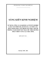 Sử dụng bộ công cụ learning activity Rubric(LAR) để thiết kế, đánh giá và cải tiến các hoạt động học tập trong dạy học chủ đề phong cách ngôn ngữ báo chí theo hướng phát triển năng 