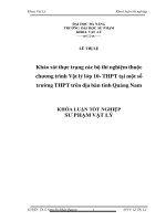 Khảo sát thực trạng các bộ thí nghiệm thuộc chương trình vật lí lớp 10 – thpt tại một số trường thpt trên địa bàn tỉnh quảng nam  