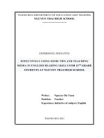 effectively using some tips and teaching media in english reading skills for 12th grade students at nguyen trai high school 