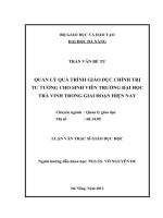 Biện pháp quản lý quá trình giáo dục chính trị tư tưởng cho sinh viên trường đh trà vinh trong giai đoạn hiện nay 