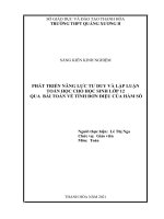 Phát triển năng lực tư duy và lập luận toán học cho học sinh lớp 12 qua bài toán về tính đơn điệu của hàm số 