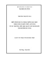 Biện pháp quản lý hoạt động dạy học theo chuẩn kiến thức, kĩ năng ở các trường tiểu học quận ngũ hành sơn, thành phố đà nẵng   