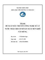 Tiểu luận ĐỀ XUẤT DÂY TRUYỀN CÔNG NGHỆ XỬ LÝ NƯỚC THẢI CHO CƠ SỞ SẢN XUẤT BÚN KHÔ VÂN HÙNG