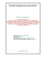 Some solutions to apply information technology with microsoft powerpoint software in teaching english to improve the quality of english lessons for grade 8th students at ban cong secondary school, 