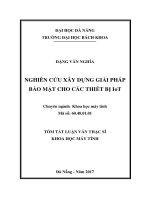 NGHIÊN CỨU XÂY DỰNG GIẢI PHÁP BẢO MẬT CHO CÁC THIẾT BỊ IoTTÓM TẮT LUẬN VĂN THẠC SĨ KHOA HỌC MÁY TÍNH