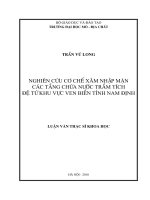 Nghiên cứu cơ chế xâm nhập mặn các tầng chứa nước trầm tích đệ tứ khu vực ven biển tỉnh nam định    