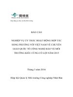 BÁO CÁO NGHIỆP VỤ ỦY THÁC HOẠT ĐỘNG HỢP TÁC SONG PHƯƠNG VỚI VIỆT NAM VỀ CHUYỂN GIAO QUỐC TẾ CÔNG NGHỆ BẢO VỆ MÔI TRƯỜNG KIỂU CÙNG CÓ LỢI NĂM 2015
