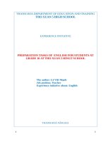 Preparation tasks of english for students at grade 10 at tho xuan 5 hight school 