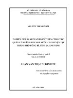 Nghiên cứu giải pháp hoàn thiện công tác quản lý ngân sách nhà nước cấp huyện tại thành phố uông bí, tỉnh quảng ninh    