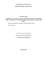 Nghiên cứu ứng dụng công nghệ viễn thám, gis và mô hình thuỷ văn thuỷ lực để thành lập bản đồ ngập lụt tỉnh vĩnh phúc    