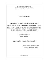 Nghiên cứu hoàn thiện công tác quản trị nguồn nhân lực khối sản xuất, nhà máy lọc dầu dung quất tại công ty tnhh mtv lọc hoá dầu bình sơn    