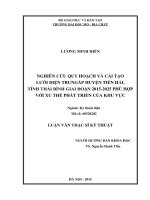 Nghiên cứu quy hoạch và cải tạo lưới điện trung áp huyện tiền hỉ, tỉnh thái bình giai đoạn 2015   2025 phù hợp với xu thế phát triển của khu vực    