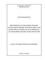 Biện pháp quản lý hoạt động giáo dục kỹ năng sống cho học sinh trung học cơ sở huyện sơn hà, tỉnh quảng ngãi thông qua các hoạt động giáo dục ngoài giờ lên lớp   