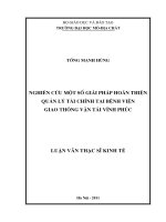 Nghiên cứu một số giải pháp hoàn thiện quản lý tài chính tại bệnh viện giao thông vận tải vĩnh phúc    