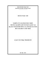 Nghiên cứu giải pháp phát triển thương mại biên giới với trung quốc tại địa bàn thành phố móng cái, tỉnh quảng ninh đến năm 2020 và tiếp theo    
