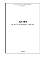 CÔNG BỐ GIÁ VẬT LIỆU XÂY DỰNG QUÝ IV NĂM 2020 TRÊN ĐỊA BÀN TỈNH VĨNH PHÚC