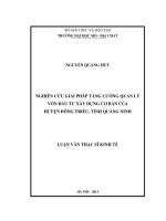 Nghiên cứu giải pháp tăng cường quản lý vốn đầu tư xây dựng cơ bản của huyện đông triều, tỉnh quảng ninh    