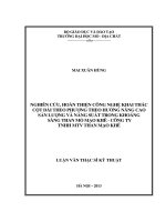 Nghiên cứu hoàn thiện công nghệ khai thác cột dài theo phương hướng nâng cao sản lượng và năng suất trong khoáng sàng than mỏ mạo khê   công ty tnhh mtv than mạo khê    