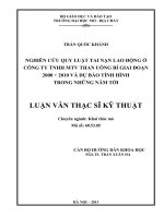 Nghiên cứu quy luật tai nạn lao động ở công ty tnhh mtv than uông bí giai đoạn 2000 +  2010 và dự báo tình hình trong những năm tới    