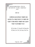 ĐỀ TÀI CHÍNH SÁCH PHÁT TRIỂN DU LỊCH CỦA NHẬT BẢN VÀ MỘT SỐ GỢI Ý CHO PHÁT TRIỂN DU LỊCH VIỆT NAM HIỆN NAY
