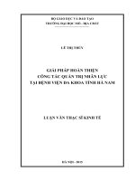 Giải pháp hoàn thiện công tác quản trị nhân lực tại bệnh viện đa khoa tỉnh hà nam    