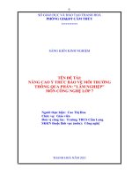Nâng cao ý thức bảo vệ môi trường thông qua bài  vai trò của rừng và trồng rừng môn công nghệ lớp 7 