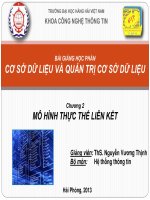 BÀI GIẢNG HỌC PHẦN CƠ SỞ DỮ LIỆU VÀ QUẢN TRỊ CƠ SỞ DỮ LIỆU Giảng viên: ThS. Nguyễn Vƣơng Thịnh Bộ môn: Hệ thống thông tin Chương 2 MÔ HÌNH THỰC THỂ LIÊN KẾT
