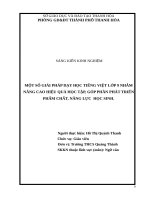 Một số giải pháp dạy học tiếng việt lớp 9 nhằm nâng cao hiệu quả học tập góp phần phát triển phẩm chất năng lực học sinh 