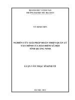 Nghiên cứu giải pháp hoàn thiện quản lý tài chính của bảo hiểm xã hội tỉnh quảng ninh    