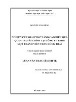 Nghiên cứu giải pháp nâng cao hiệu quả quản trị tài chính tại công ty tnhh một thành viên than hồng thái    