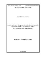 Nghiên cứu bảo tồn quần xã thú móng guốc chẵn (artiodactyla) ở khu bảo tồn thiên nhiên   văn hóa đồng nai, tỉnh đồng nai 