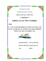 Tư tưởng hồ chí minh về công tác dân vận và sự vận dụng tư tưởng của đảng trong công tác dân vận hiện nay  