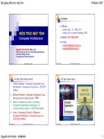 BÀI GIẢNG; KIẾN TRÚC MÁY TÍNH  Computer Architecture