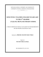 Effectively teaching english vocabulary to the 6th graders at quang trung secondary school 