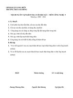 Trọng tâm ôn tập cuối học kì 1- môn công nghệ 9 - năm học 2020-2021