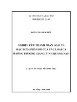 Nghiên cứu thành phần loài và đặc điểm phân bố của các loài cá ở sông trường giang, tỉnh quảng nam   