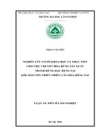 Nghiên cứu cơ sở khoa học và thực tiễn cho việc chuyển hóa rừng sản xuất thành rừng đặc dụng tại khu bảo tồn thiên nhiên   văn hóa đồng nai 