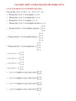 Ôn tập kiến thức đại số 10 học kì 2