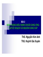 BÀI HOẠT ĐỘNG ĐIỀU HÀNH CHUỖI CUNG ỨNG: LẬP KẾ HOẠCH VÀ NGUỒN CUNG CẤP ThS Nguyễn Kim Anh ThS Huỳnh Gia Xuyên