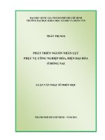 Phát triển nguồn nhân lực phục vụ công nghiệp hóa, hiện đại hóa ở đồng nai     