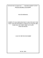 Nghiên cứu đặc điểm sinh thái và bảo tồn quần thể vọoc xám (trachypithecus crepusculus elliot 1909) ở khu bảo tồn thiên nhiên xuân liên, tỉnh thanh hóa 
